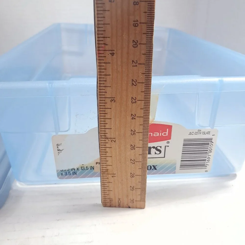 Vintage‎ Rubbermaid 0286 Storage Box Blue clear Container Plastic Snap Shut Lid